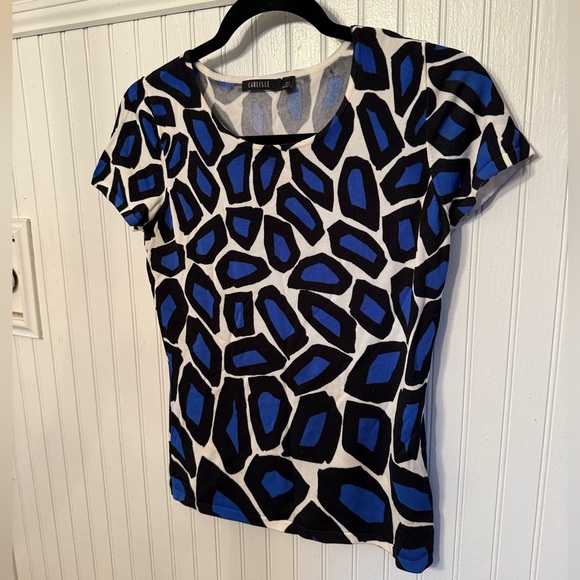 Carlisle Geometric Black and Blue Small Top - Picture 1 of 5